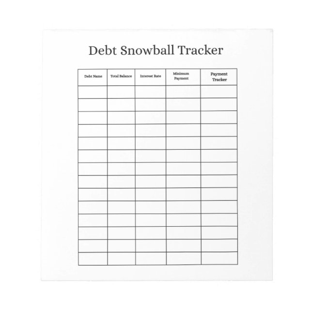Personalised Debt Snowball Tracker Notepad (Front)
