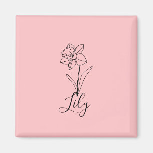 Personalised December Narcissus Birth Flower Gift Magnet