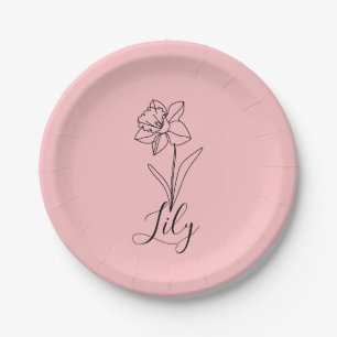 Personalised December Narcissus Birth Flower Gift Paper Plate