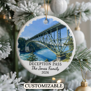 Personalised Deception Pass Ornament, Washington Ceramic Ornament