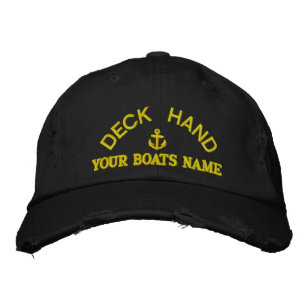 Personalised deckhand yacht crew embroidered hat
