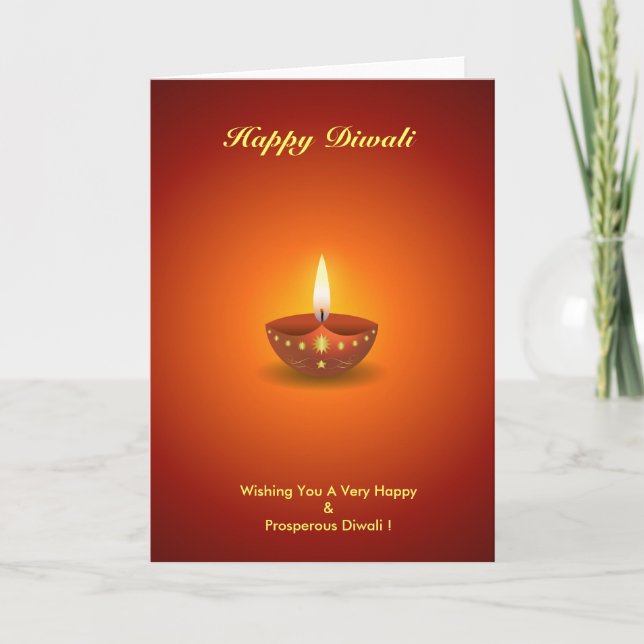Personalised Decorative Glowing Diwali Lamp Card (Front)