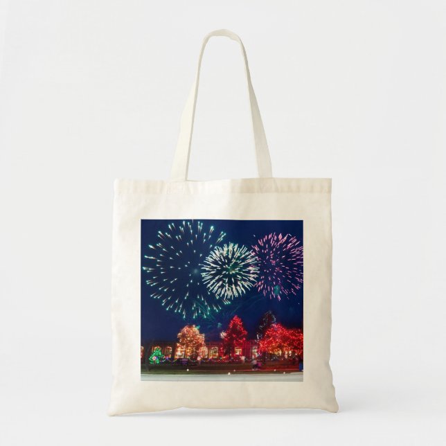 Personalised Decorative Merry Christmas Lighting Tote Bag (Front)