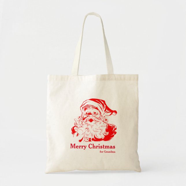 Personalised Decorative Santa Christmas Gift Tote Bag (Front)