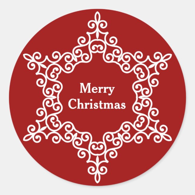 Personalised Decorative Snowflake Christmas Design Classic Round Sticker (Front)