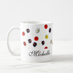 Personalised decorative spring flowers white coffee mug