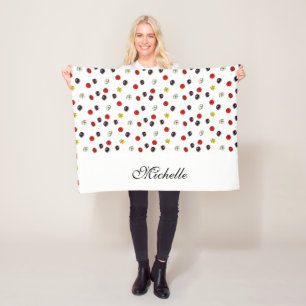 Personalised decorative spring flowers white fleece blanket