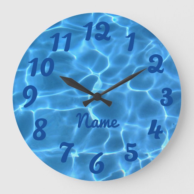 Personalised Deep Blue Numbered Photo Large Clock (Front)