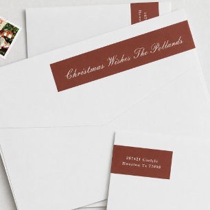 Personalised Deep Red Christmas Return Address Wrap Around Label