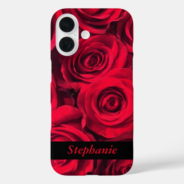 Personalised Deep Red Rose Blooms Case-Mate iPhone Case (Back)