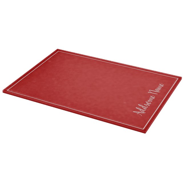 Personalised Deep Red Solid Colour   Cutting Board (Corner)