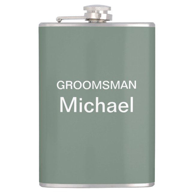 Personalised Deep Sage Green Hip Flask (Front)
