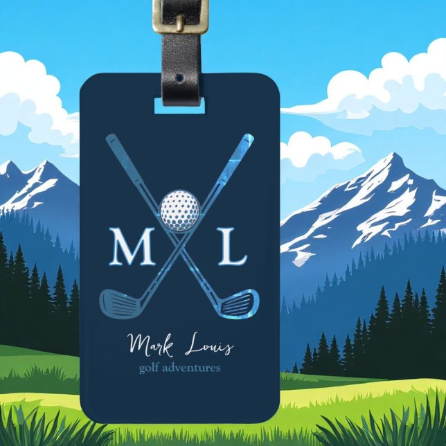 Personalised DeepBlue Monogrammed Golfer Luggage Tag (Creator Uploaded)