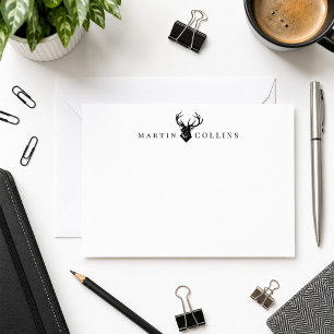 Personalised Deer Antler Stationery for Men Card