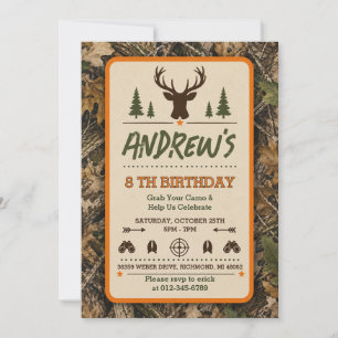 Personalised Deer Boy Hunting Birthday Invitation