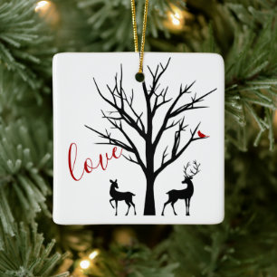 Personalised Deer Couple in Love Our 1st Christmas Ceramic Ornament