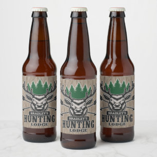 Personalised Deer Elk Hunter Bow Hunting Lodge Beer Bottle Label