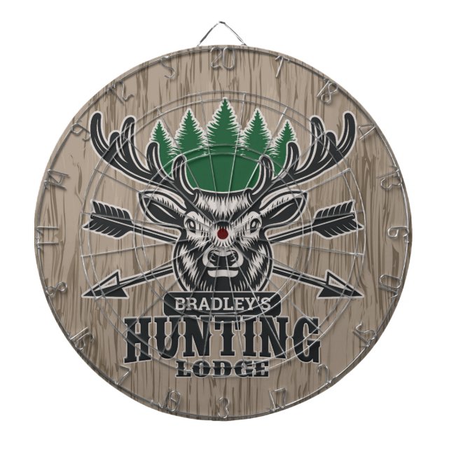Personalised Deer Elk Hunter Bow Hunting Lodge Dartboard (Front)