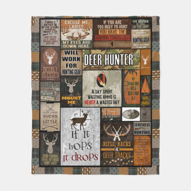 Personalised Deer Hunter Christmas Gift For Hunter Fleece Blanket (Front)