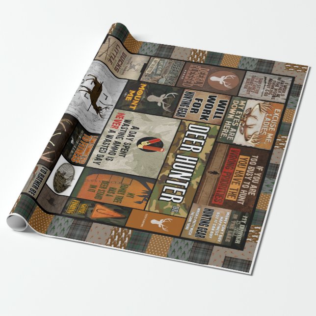 Personalised Deer Hunter Christmas Gift For Hunter Wrapping Paper (Unrolled)