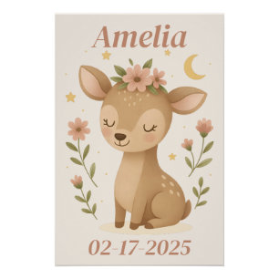  Personalised Deer Nursery Poster 
