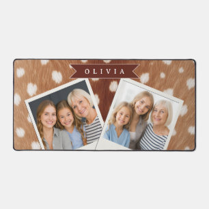 Personalised Deer Print Neutral Aesthetic Gifts Desk Mat