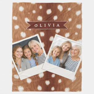 Personalised Deer Print Neutral Aesthetic Gifts Fleece Blanket
