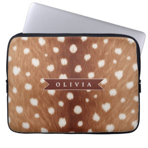 Personalised Deer Print Neutral Aesthetic Gifts Laptop Sleeve