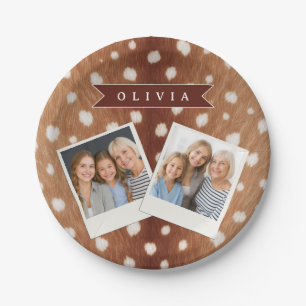 Personalised Deer Print Neutral Aesthetic Gifts Paper Plate