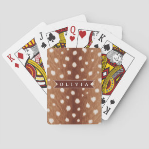 Personalised Deer Print Neutral Aesthetic Gifts Playing Cards