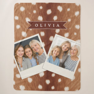 Personalised Deer Print Neutral Aesthetic Gifts Sherpa Blanket
