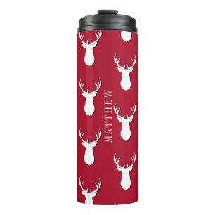 Personalised Deer Trophy Pattern Festive Thermal Tumbler