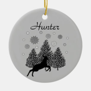Personalised Deer Wildlife Snow Nature Christmas Ceramic Ornament