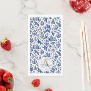 Personalised Delft Blue Dutch Winter Wonderland Napkin