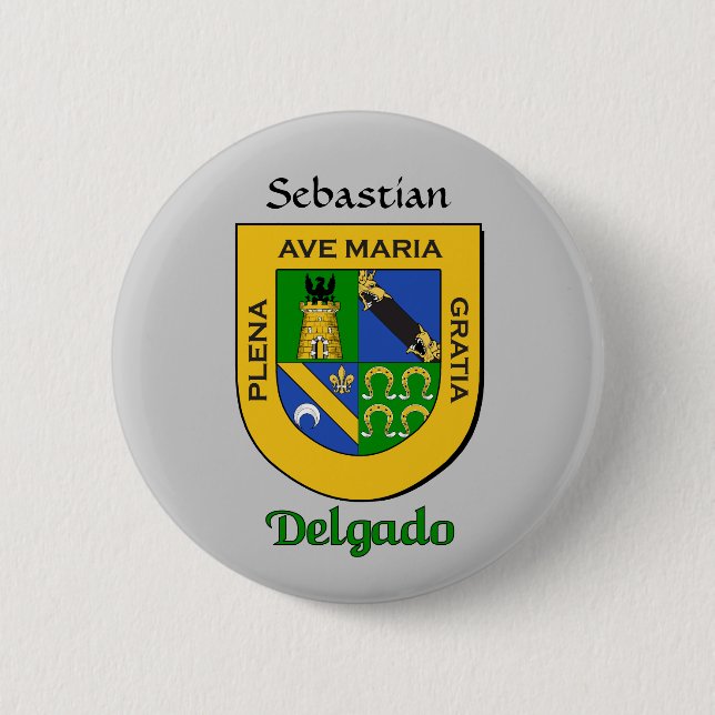 Personalised Delgado Historical Shield 6 Cm Round Badge (Front)