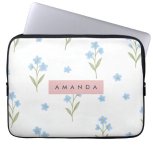 Personalised Delicate Blue Wildflower Pattern  Laptop Sleeve