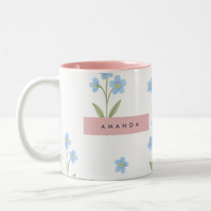 Personalised Delicate Blue Wildflower Pattern Two-Tone Coffee Mug