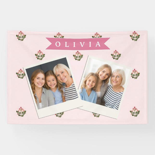 Personalised Delicate Botanical Floral Romantic Banner (Horizontal)