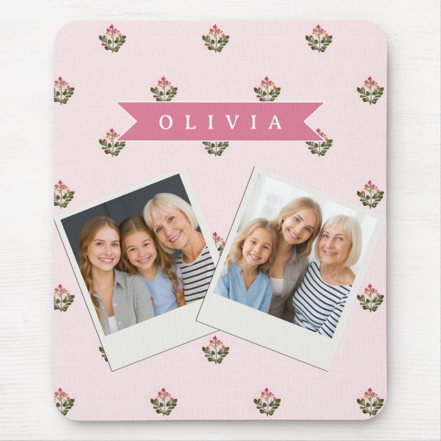 Personalised Delicate Botanical Floral Romantic Mouse Pad (Front)