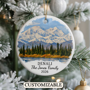 Personalised Denali National Park, Custom Alaska Ceramic Ornament