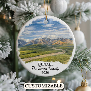 Personalised Denali National Park, Custom Alaska Ceramic Ornament