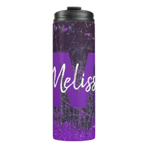 Personalised Denim and glitter Thermal Tumbler