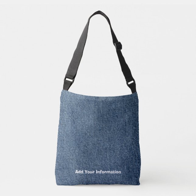 Personalised Denim Print Crossbody Bag (Front)