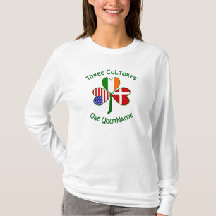 Personalised Denmark Ireland USA Shamrock T-Shirt