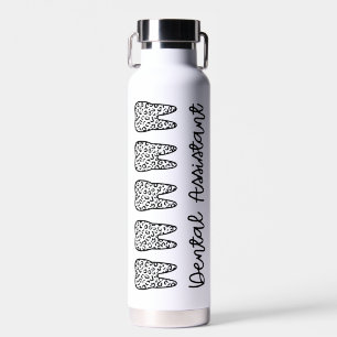 Personalised Dental Assistant Leopard Print Tooth  Water Bottle