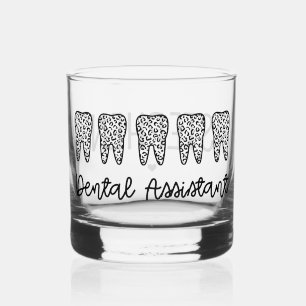 Personalised Dental Assistant Leopard Print Tooth Whiskey Glass