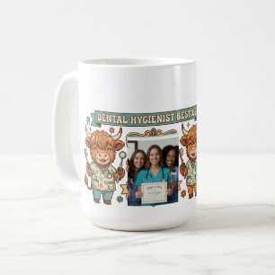 Personalised Dental Hygienist Besties Highland Cow Coffee Mug