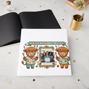 Personalised Dental Hygienist Besties Highland Cow Guest Book