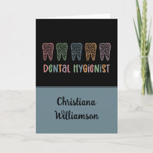 Personalised Dental Hygienist Leopard Print teeth Card