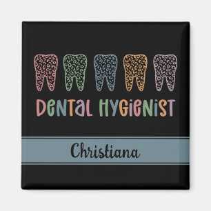 Personalised Dental Hygienist Leopard Print teeth Magnet